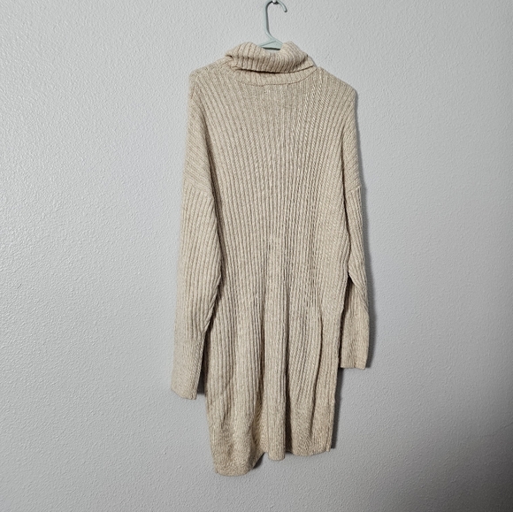 Cream  Tahari Ribbed Turtleneck Sweater Dress Sz L - Picture 5 of 9